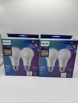 Philips A19 Led Bulbs 4-pack 100w Eq 5 Color Selectable Dimmable Tested. Fixed Price $19.99.