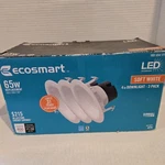 Eco Smart Led Light Fixtures 65w Soft White 3 Pack 4in Downlight Dimmable. Fixed Price $19.99.