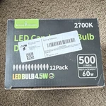 Spring Memory Led Candelabra Dimmable Filament Bulb 4.5w 500lm 2700k E12 12 Pack. Fixed Price $20.00.
