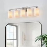 Dimmable 5-light Bathroom Vanity Light With Elegant Frosted Glass. Fixed Price $97.85.