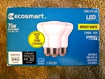 (3-pk) Ecosmart R20 Dimmable Flood Led Light Bulb Bright White. Fixed Price $9.99.