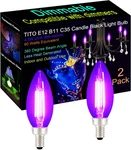 Tito 2 Pack E12 B11 Dimmable Filament Led Candle Black Light Bulbs, Uva 395nm 4.. Fixed Price $24.03.