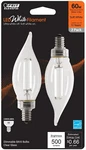 Feit Filament Ba10 E12 Candelabra Led Bulb Soft White 60 Watt Eq 2 Pk. Fixed Price $15.95.