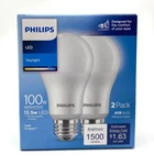 Philips A19 E26 (medium) Led Bulb Daylight 100 Watt Equivalence 2 Pk. Fixed Price $22.95.