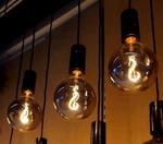 Ikea Molnart Led Bulb E26 140 Lumen Globe Gray Clear Glass 5" Spiral Design. Fixed Price $20.15.