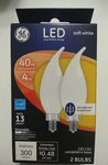 Pack Of 2 - Ge Led 40 Watt Cac 2700k 300 Lumens Soft White Frosted Finish. Fixed Price $2.00.