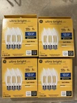 4x Ge Ultra Bright Led Light Bulbs, 100w, Soft White Candle Lights 3 Pack. Fixed Price $22.99.
