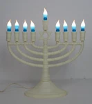 Chanukah Hanukah Menorah Rite Lite Judaica W/ Blue Flame Bulbs & 10 Dreidels. Fixed Price $34.95.
