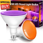 Orange And Purple Flood Light Bulbs Outdoor 2 Pack, Par38 Led Bulb. Fixed Price $43.78.