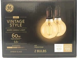 General Electric 2pk 60w Vintag25 Globe Filament Amber Led Light Bulbs. Fixed Price $13.97.