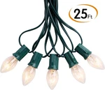 Minetom C9 Clear Christmas String Lights, Green Wire, 25 Feet Gypi-o257au. Fixed Price $26.86.
