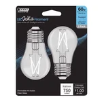 Feit White A15 E26 (medium) Filament Led Bulb Daylight 60 Watt Equivalence 2 Pk. Fixed Price $14.99.
