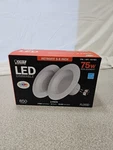 Feit Electric Led Recessed Downlight 5-6 Retrofit 2-pack Dimmable 850lm. Fixed Price $29.99.