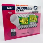 Sylvania Double Life 60w Soft White Light Bulbs, 8 Pack Sealed. Fixed Price $44.95.