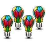 Aygrochy 4-pack Led Stained Glass A19 Bulb E26 4w Colored Decorative Light. Fixed Price $56.08.