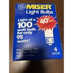Vantage Ge Miser Light Bulbs 95 W, Pack Of 4 1980's. Fixed Price $50.00.