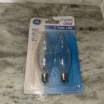 (2-bulb) Ge Lighting Flame Shape Chandelier Light Bulb 60 Watts. Fixed Price $4.99.