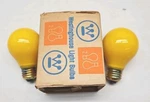 2 Vintage Nos Westinghouse 25w 125v Yellow Light Bulb With Sleeve Copper Base. Fixed Price $19.99.