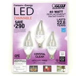 Felt Electric Led Dimmable 40w Crystal Clear Candelabra Base Bulbs 3pk. Fixed Price $21.89.