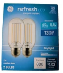 Ge Hd Refresh Led Cool Daylight 60w Medium T14 Light Bulb 2 Bulbs 800 Lumens. Fixed Price $12.95.