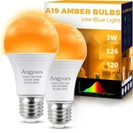Angyues Amber Sleep Light Bulbs, Blue Blocking, A19 3w(25 Watt. Fixed Price $18.69.