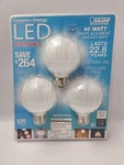 Feit Electric 8 Watt Equivalent To 40w G25 Led 3 Dimmable Light Bulbs 500 Lumens. Fixed Price $14.99.