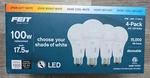 Feit Electric White 17.5w Led Bulb 1600 Lumens, 100w Equivalent (pack Of 4). Fixed Price $17.99.