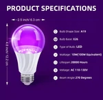Litake Led Black Light Bulbs, A19 10w (100w Equivalent), E26 Base, Uv Blacklight. Fixed Price $25.00.