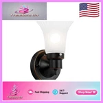 Elegant Dimmable Wall Sconce In Oil-rubbed Bronze With Frosted Glass Shade. Fixed Price $54.99.