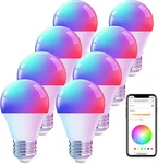 8 Pack A21 15w Led Smart Light Bulbs Rgbw 1500lm Dimmable App Control E26 Base. Fixed Price $37.36.