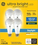 Lot 4 Ge Led Light Bulb Ultra Bright 22w 150w A21 93130644 Daylight 2610lum New. Fixed Price $33.98.