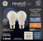 2 Ge Reveal Hd+ Light 40-watt A15 Frosted White Led Bulbs - New. Fixed Price $15.29.