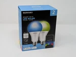 New Merkury A21 E26 Base Smart Wifi Led Bulbs Color + White Voice Or App 2 Pack. Fixed Price $14.99.