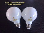 2x Ge Led G25 Soft White Decorative Globe-frosted Bulbs 2700k 40 Watt 500 Lumens. Fixed Price $8.88.