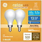 Ge Led Light Bulb Relax 5.5w 60w Candelabra A15 93130848 Warm White New. Fixed Price $9.99.