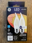 New Pack Of 2 - Ge Led 40 Watt Cac 2700k 300 Lumens Soft White Clear Finish. Fixed Price $4.00.