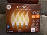 Ge 40w Relax Led Hd Light Bulb Candelabra Base Soft White Dimmable (4pack)new. Fixed Price $15.00.