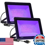 Qiyeka 2 Pack 150w Led Black Lights Flood Blacklight With Plug Ip66 Waterproof O. Fixed Price $81.52.