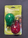 Colorful 25watt Green & Red Party Light Bulb Type 2 Pack Trisonic Lighting F44. Fixed Price $18.00.