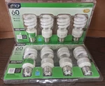 Tcp 14w Cfl 60w Spiral Light Bulbs - 2 Packs Of 4 For Total 8 Pieces *new*. Fixed Price $34.98.