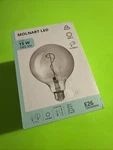 Ikea Molnart Led Bulb E26 140 Lumen Globe Gray Clear Glass 5" Spiral Design. Fixed Price $24.99.