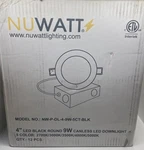 12 Pack Nuwatt 4 Round 9w Canless Led Downlight 2700-5000k Black **new Sealed**. Fixed Price $166.95.