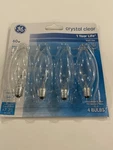 4 Ge 60w Decorative B Multi Use Candelabra Base Bulbs Crystal Clear 4pk Bulb. Fixed Price $14.25.