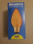Bulbrite 40f15a 40w Fiesta Style Chandelier Bulb, Standard Base, Amber #421240. Fixed Price $8.00.