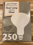 Extralife Heat Lamp Infrared Clear 250 Watt, 120 Volt, Sli Lighting New Old Stk. Fixed Price $17.50.