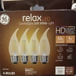 Ge 45660 Relax Hd Led Bulbs, 4 Watt (40 W) Dimmable 300 Lumens Soft White. Fixed Price $15.00.