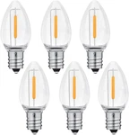 Neteha 6 Pack C7 Clear Led Replacement Christmas Light Bulb, E12 Base 120v Wa. Fixed Price $10.68.