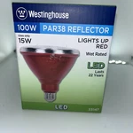Westinghouse Lighting 3314700 100-watt Equivalent Par38 Flood Red Outdoor. Fixed Price $19.99.
