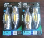 Lot Of 2 (2pks)feit Electric 40w Clear Flame Tip Led Light Bulbs Daylight Ba10. Fixed Price $12.99.