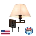 Pfqcgu Swinging Arm Wall Lamp Fabric Lampshade Plug And Dimming Rotary Switch. Fixed Price $91.32.